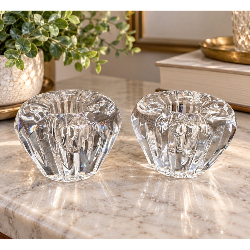 Vintage Waterford Crystal 2" Carina Candle Holders Pair